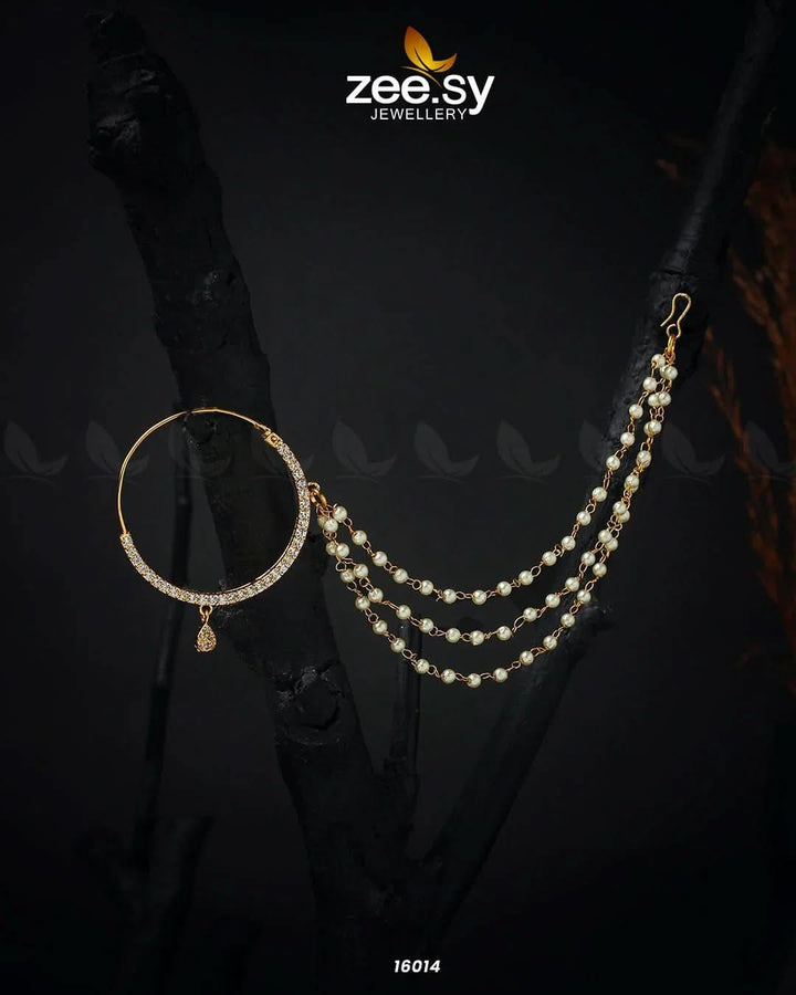 Bride Zircan Nose Ring Golden Nose ring - Zeesy Jewellery Pakistan | Premium Artificial & Imitation Jewellery