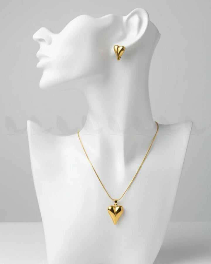 Chic Gold Puffed Heart Pendant Pendant - Zeesy Jewellery Pakistan | Premium Artificial & Imitation Jewellery