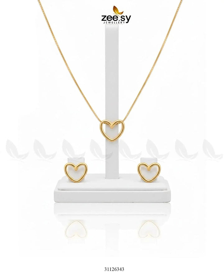 Hallow Heart Pendant Set Pendant - Zeesy Jewellery Pakistan | Premium Artificial & Imitation Jewellery