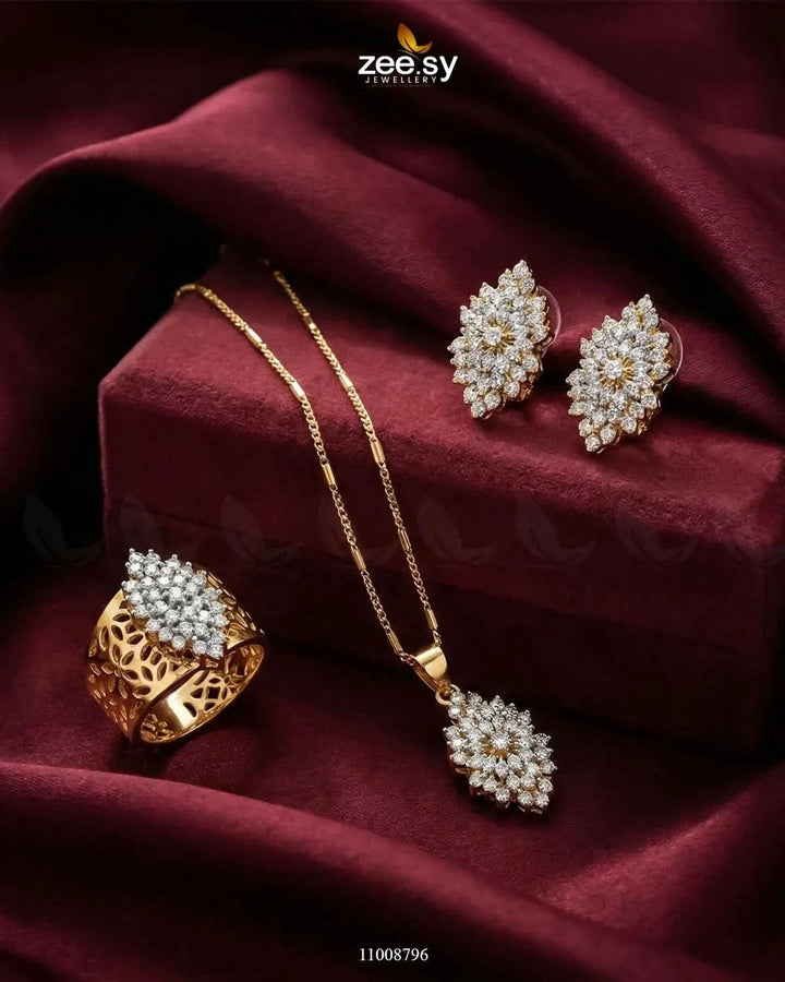 Rosette Cluster Ring Pendant Set Pendant - Zeesy Jewellery Pakistan | Premium Artificial & Imitation Jewellery