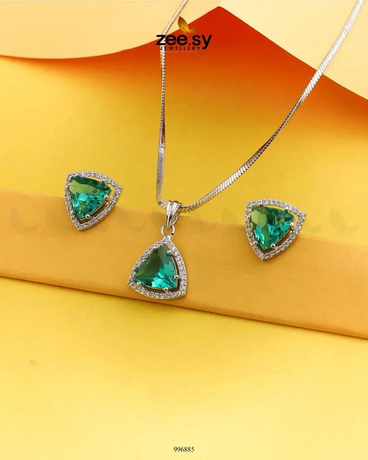 Triad Pendant Set Teal Pendant - Zeesy Jewellery Pakistan | Premium Artificial & Imitation Jewellery