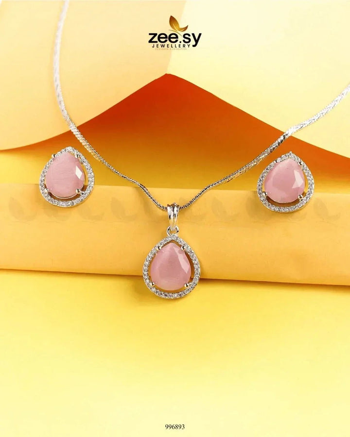 Tranquil Pendant Set Mint pink Pendant - Zeesy Jewellery Pakistan | Premium Artificial & Imitation Jewellery