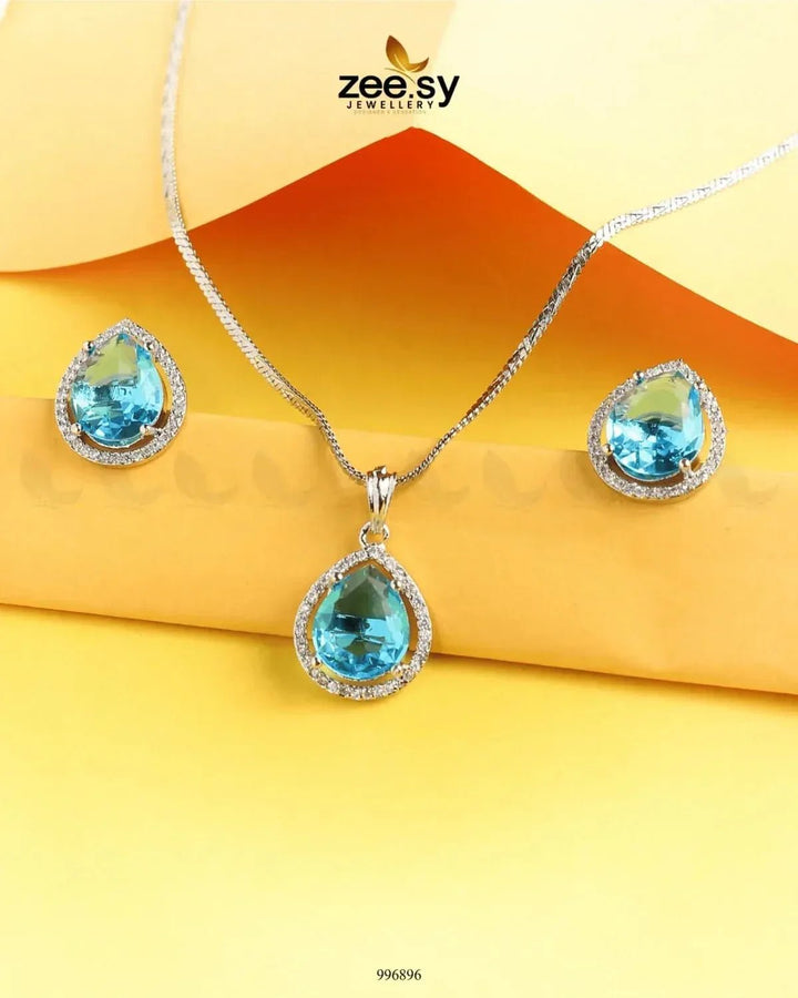 Tranquil Pendant Set Ocean Blue Pendant - Zeesy Jewellery Pakistan | Premium Artificial & Imitation Jewellery