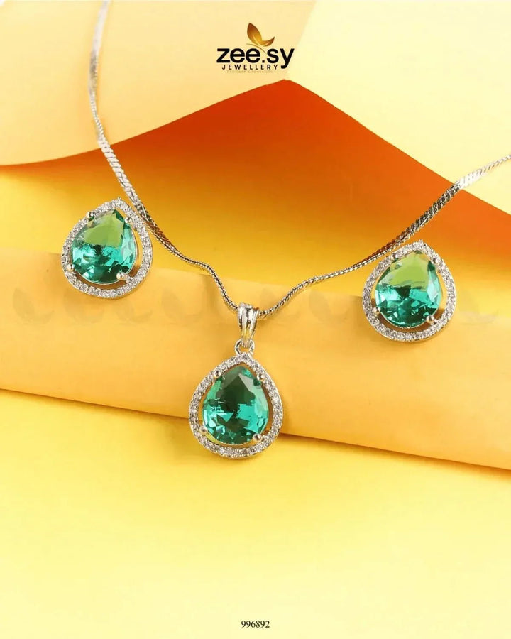 Tranquil Pendant Set Teal Pendant - Zeesy Jewellery Pakistan | Premium Artificial & Imitation Jewellery