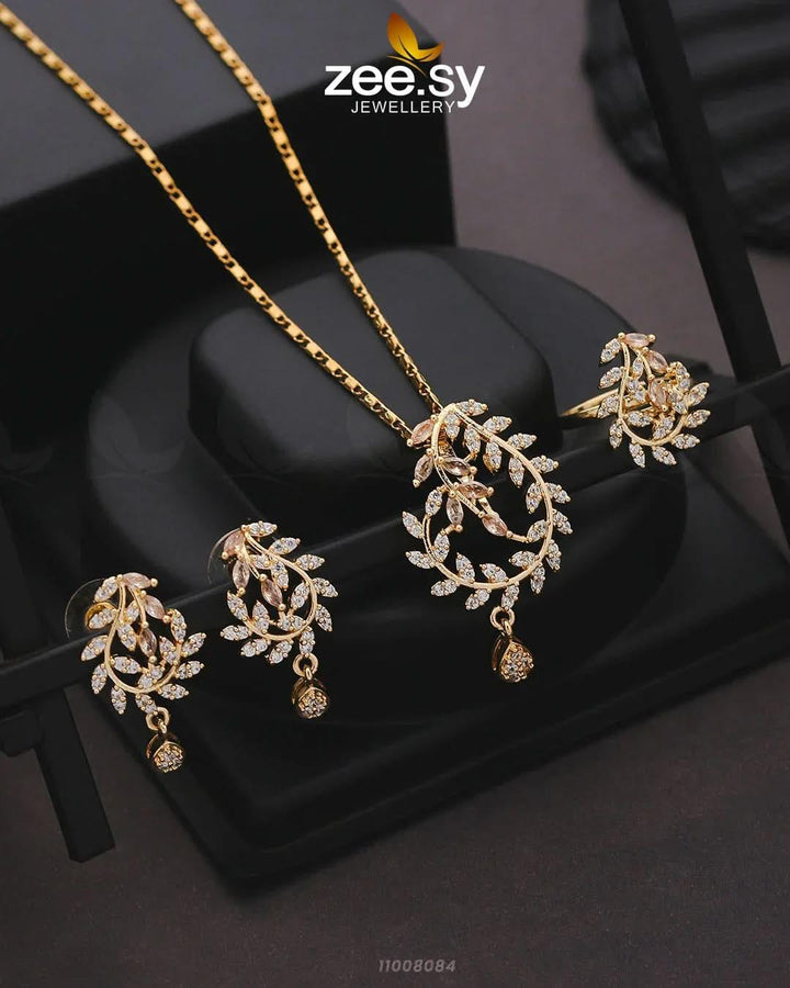 PENDANT-0047 Golden Champagne Pendant - Zeesy Jewellery Pakistan | Premium Artificial & Imitation Jewellery