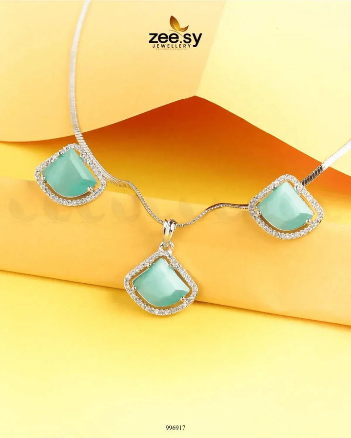 Meissa Pendant Set Mint Green Pendant - Zeesy Jewellery Pakistan | Premium Artificial & Imitation Jewellery