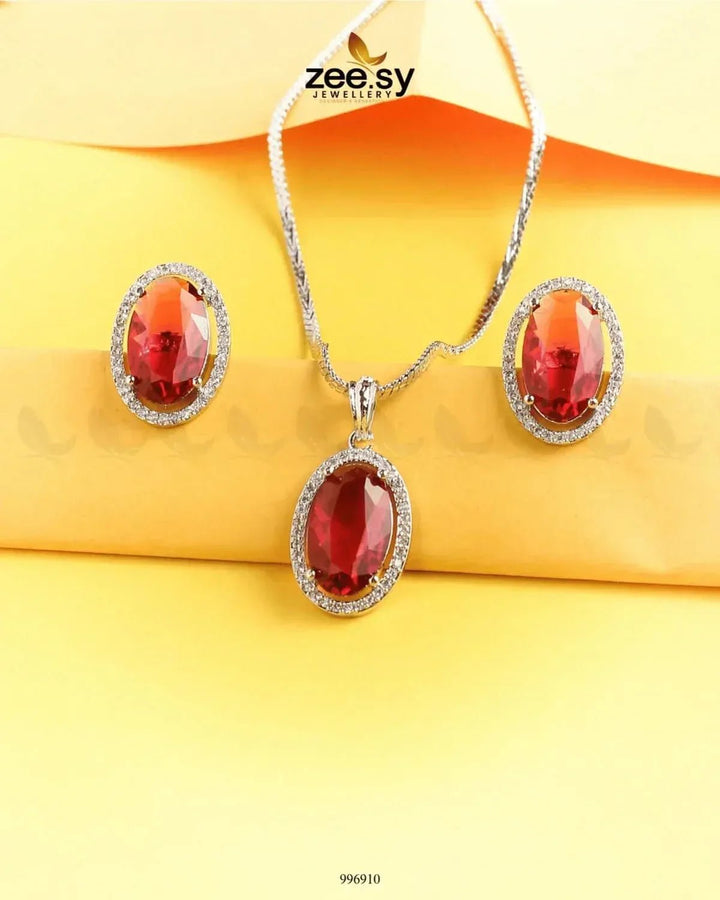 Polaris Pendant Set Fuchsia Pendant - Zeesy Jewellery Pakistan | Premium Artificial & Imitation Jewellery
