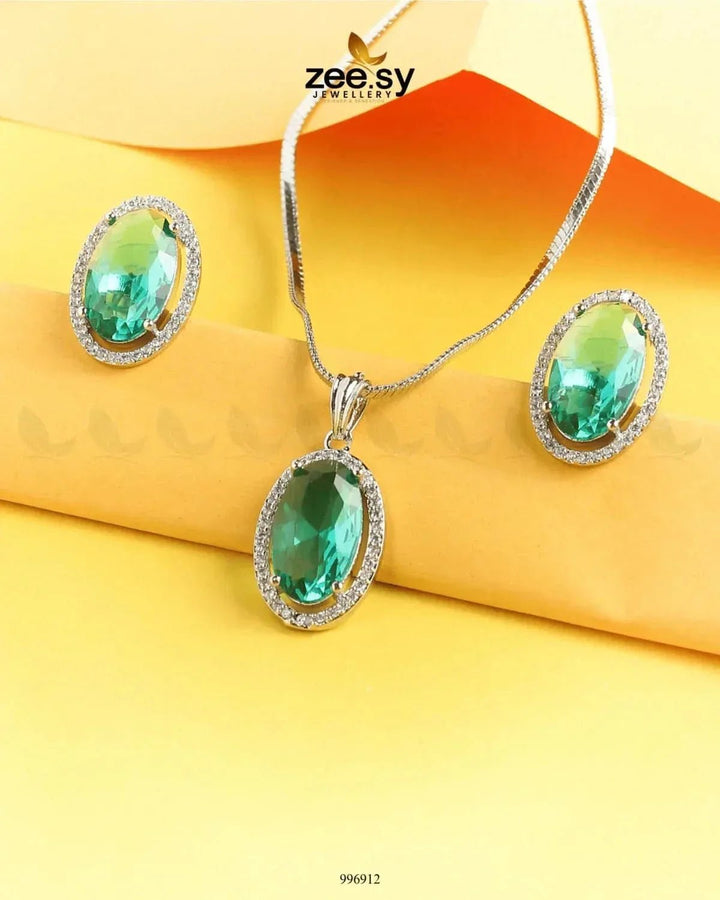 Polaris Pendant Set Teal Pendant - Zeesy Jewellery Pakistan | Premium Artificial & Imitation Jewellery