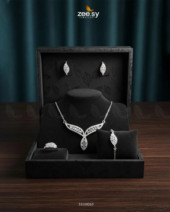 Finchia Pendant Set Silver Pendant - Zeesy Jewellery Pakistan | Premium Artificial & Imitation Jewellery