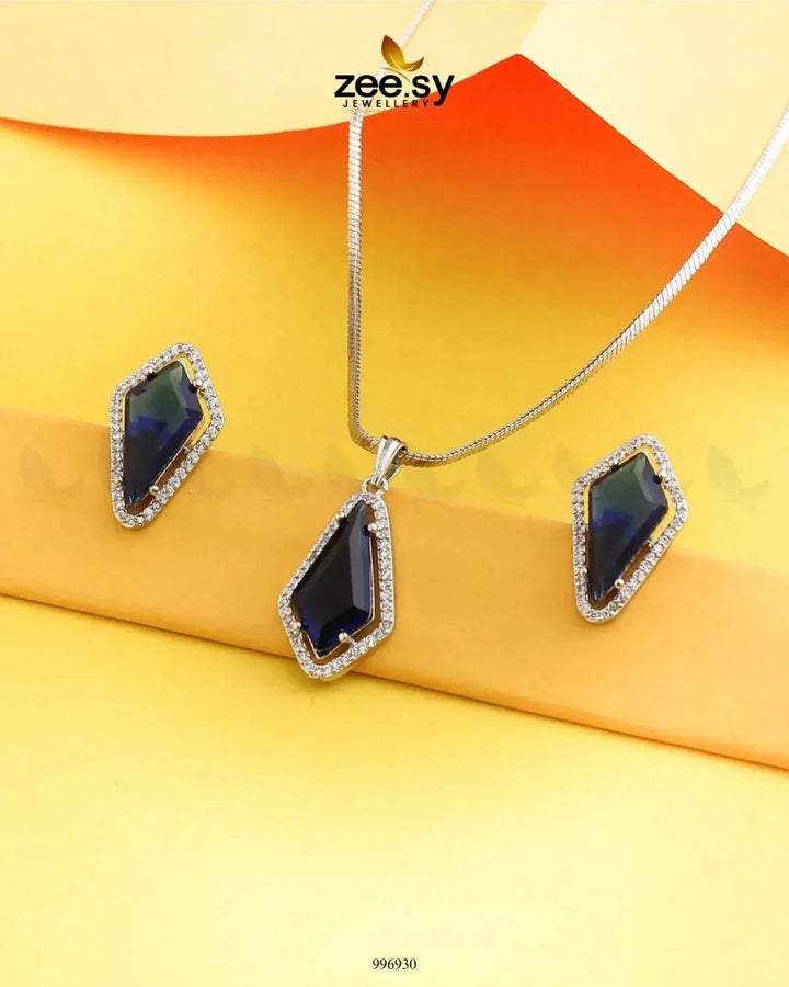 Gladiolus Pendant Set Dark Blue Pendant - Zeesy Jewellery Pakistan | Premium Artificial & Imitation Jewellery