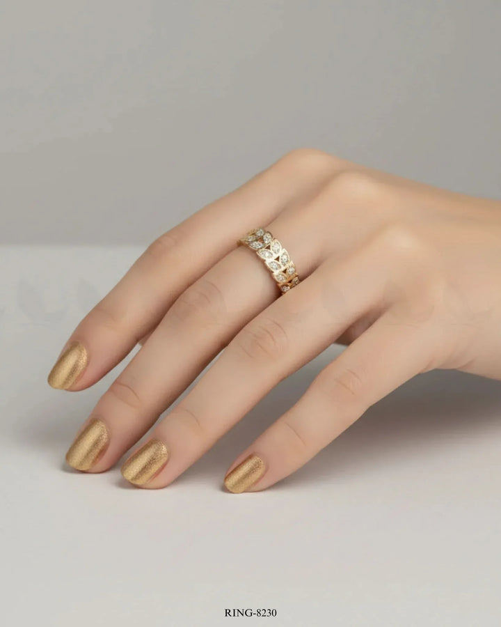 Vlora Pave Wheat Stackable Ring Rings - Zeesy Jewellery Pakistan | Premium Artificial & Imitation Jewellery