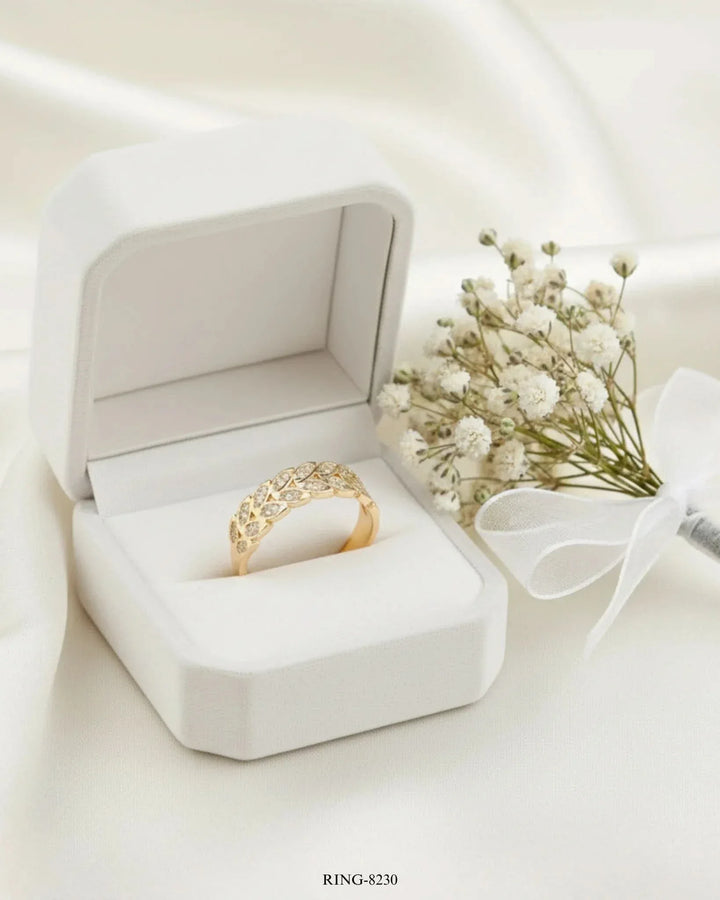 Vlora Pave Wheat Stackable Ring Rings - Zeesy Jewellery Pakistan | Premium Artificial & Imitation Jewellery