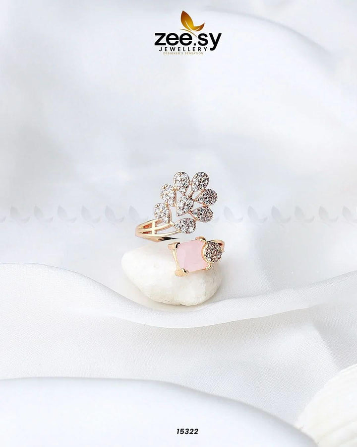Delicate Leaf Ring Mint Pink Rings - Zeesy Jewellery Pakistan | Premium Artificial & Imitation Jewellery