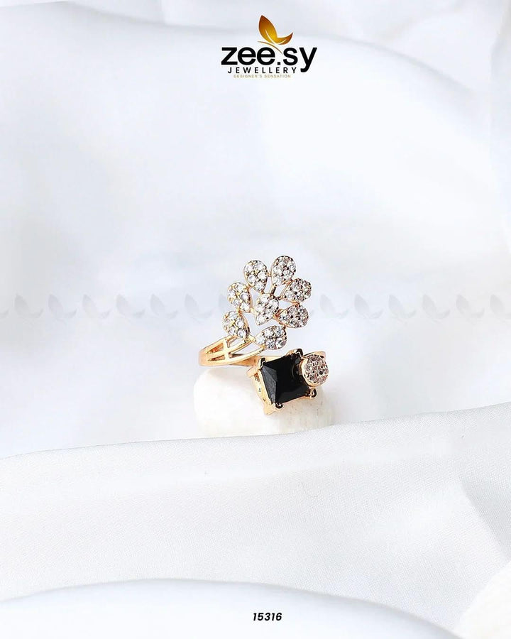 Delicate Leaf Ring Black Rings - Zeesy Jewellery Pakistan | Premium Artificial & Imitation Jewellery