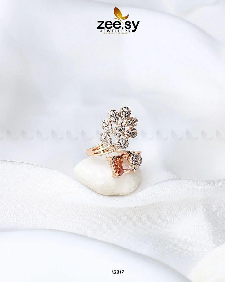 Delicate Leaf Ring Champagne Rings - Zeesy Jewellery Pakistan | Premium Artificial & Imitation Jewellery