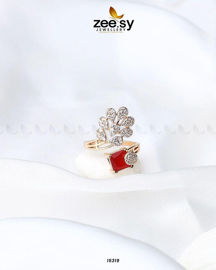 Delicate Leaf Ring Red Rings - Zeesy Jewellery Pakistan | Premium Artificial & Imitation Jewellery