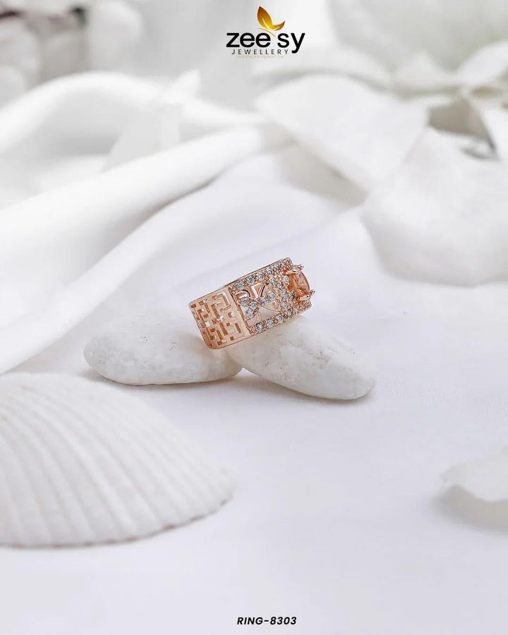 Capucine Stepping Stone Zircon Ring Champagne Finger Ring - Zeesy Jewellery Pakistan | Premium Artificial & Imitation Jewellery