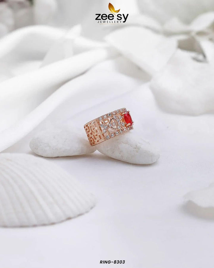 Capucine Stepping Stone Zircon Ring Red Finger Ring - Zeesy Jewellery Pakistan | Premium Artificial & Imitation Jewellery