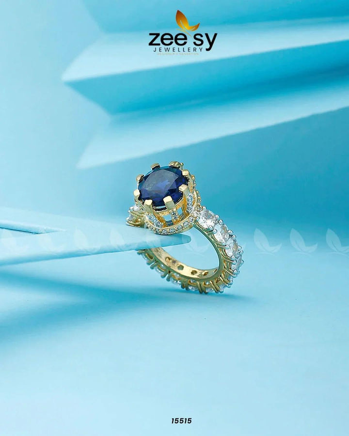 Moana Ring Golden Blue Rings - Zeesy Jewellery Pakistan | Premium Artificial & Imitation Jewellery
