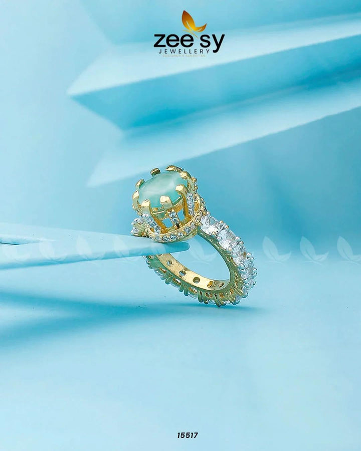 Moana Ring Golden Mint Green Rings - Zeesy Jewellery Pakistan | Premium Artificial & Imitation Jewellery