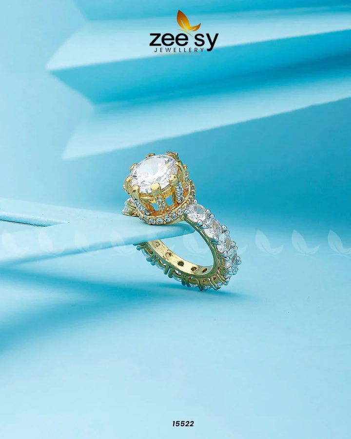 Moana Ring Golden White Rings - Zeesy Jewellery Pakistan | Premium Artificial & Imitation Jewellery