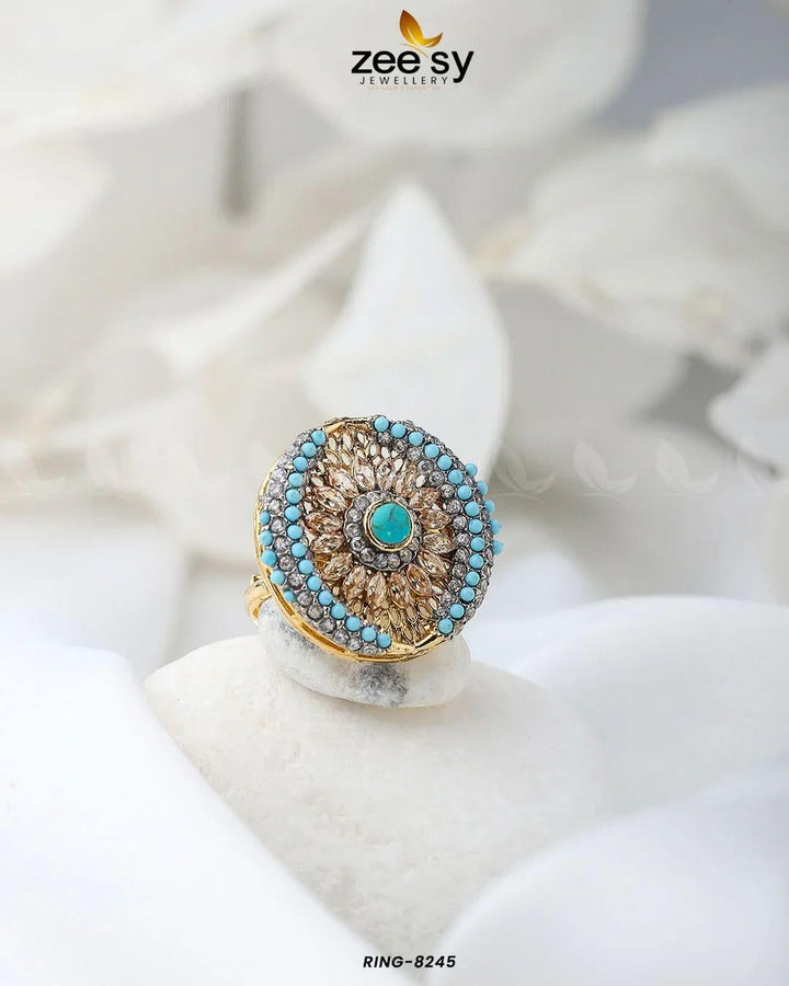Zircon Cluster Ring-8245 Feroza Rings - Zeesy Jewellery Pakistan | Premium Artificial & Imitation Jewellery