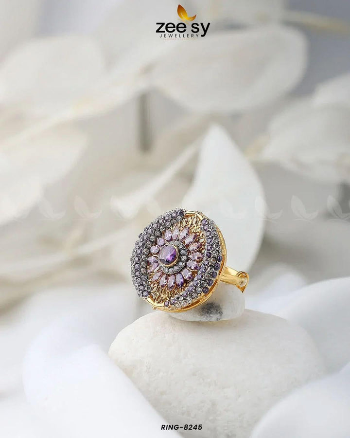 Zircon Cluster Ring-8245 Purple Rings - Zeesy Jewellery Pakistan | Premium Artificial & Imitation Jewellery