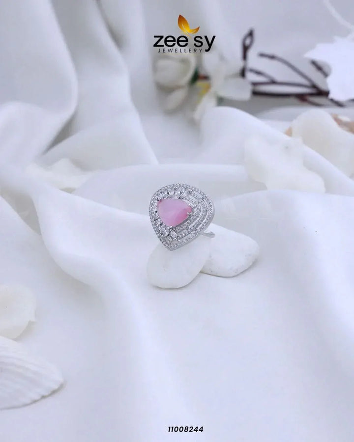 RING-8279 Silver Mint Pink Rings - Zeesy Jewellery Pakistan | Premium Artificial & Imitation Jewellery