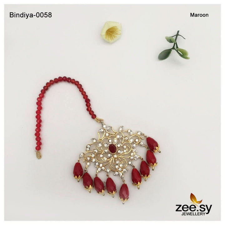 Bindiya-0058 Maroon bindiya - Zeesy Jewellery Pakistan | Premium Artificial & Imitation Jewellery