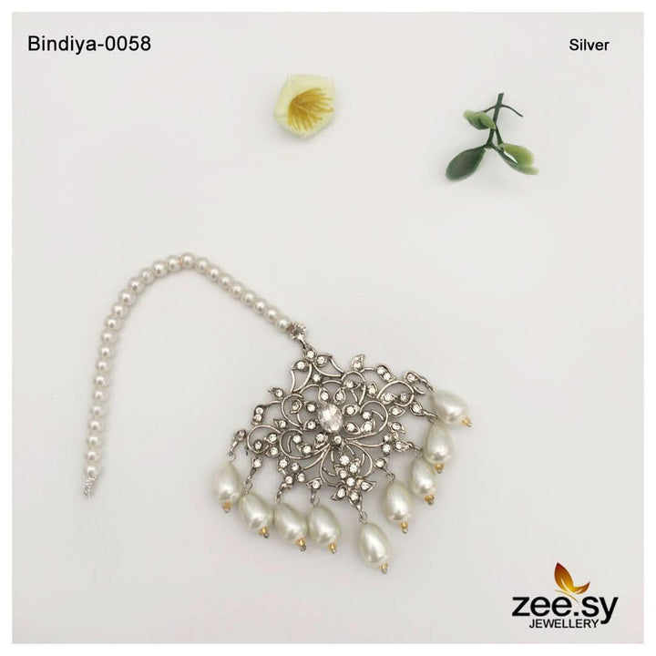 Bindiya-0058 Silver-Pearl bindiya - Zeesy Jewellery Pakistan | Premium Artificial & Imitation Jewellery