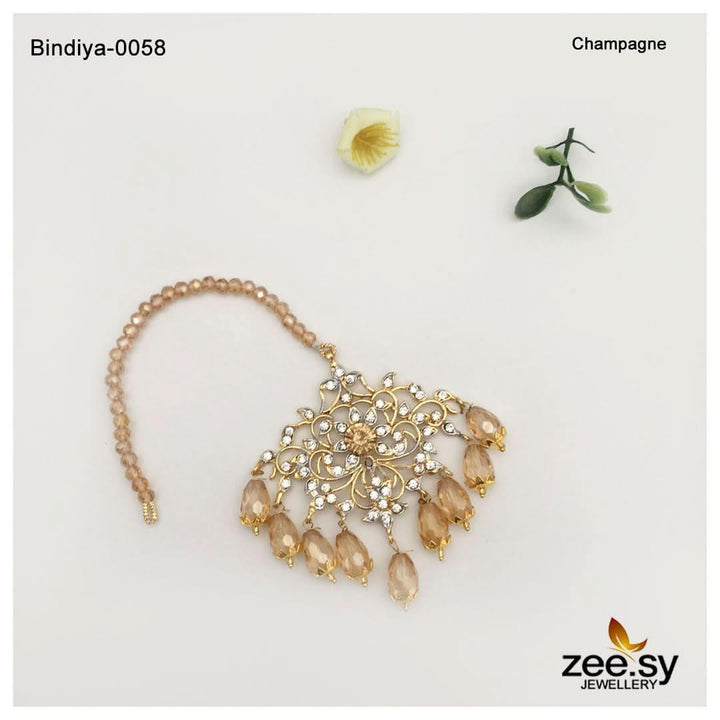 Bindiya-0058 Golden-Champagne bindiya - Zeesy Jewellery Pakistan | Premium Artificial & Imitation Jewellery