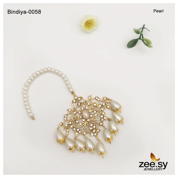 Bindiya-0058 Golden-Pearl bindiya - Zeesy Jewellery Pakistan | Premium Artificial & Imitation Jewellery