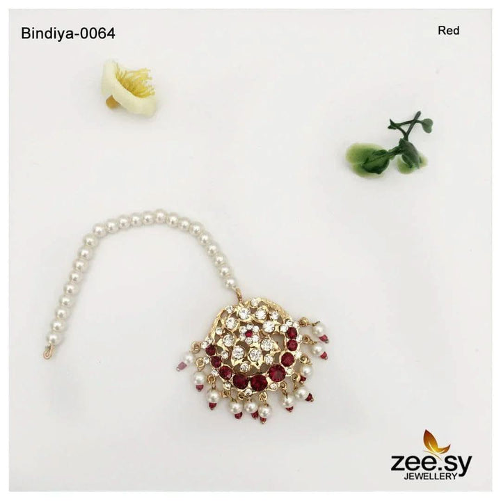 Shaahi Gulnaar Pearl Bindiya Red bindiya - Zeesy Jewellery Pakistan | Premium Artificial & Imitation Jewellery