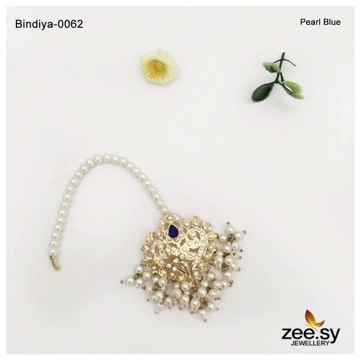 Regal Pearl Drop Traditional Bindiya Pearl Blue bindiya - Zeesy Jewellery Pakistan | Premium Artificial & Imitation Jewellery