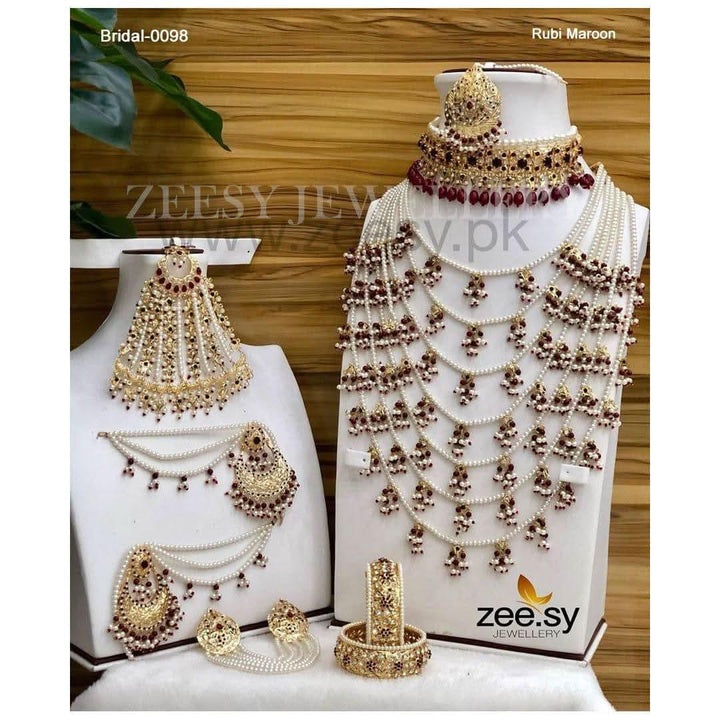 Bridal-0098 Rubi Mahroon Bridal Set - Zeesy Jewellery Pakistan | Premium Artificial & Imitation Jewellery
