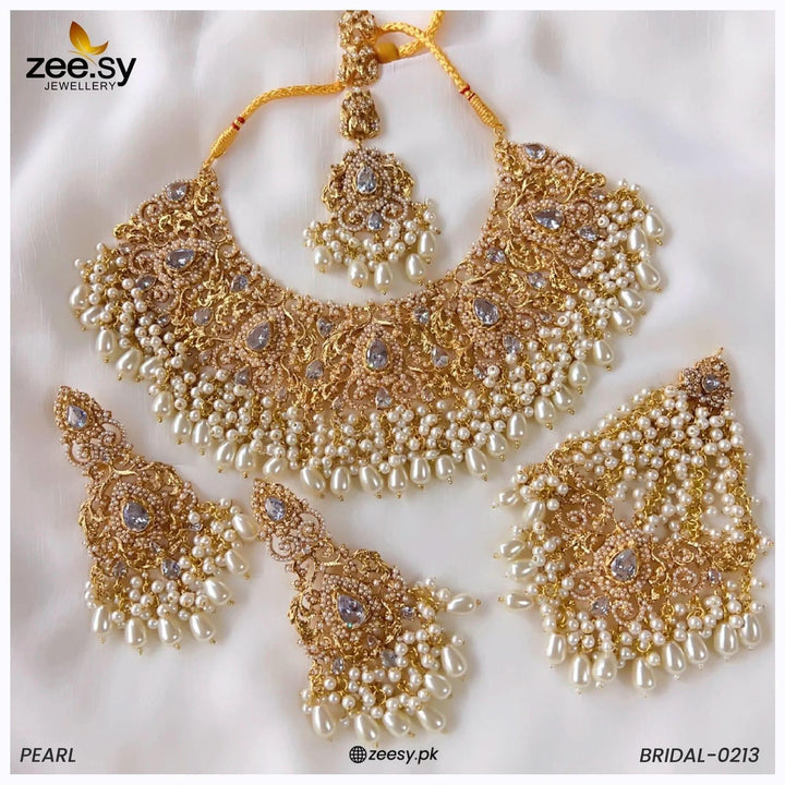 Bridal-0213 Pearl Bridal Set - Zeesy Jewellery Pakistan | Premium Artificial & Imitation Jewellery