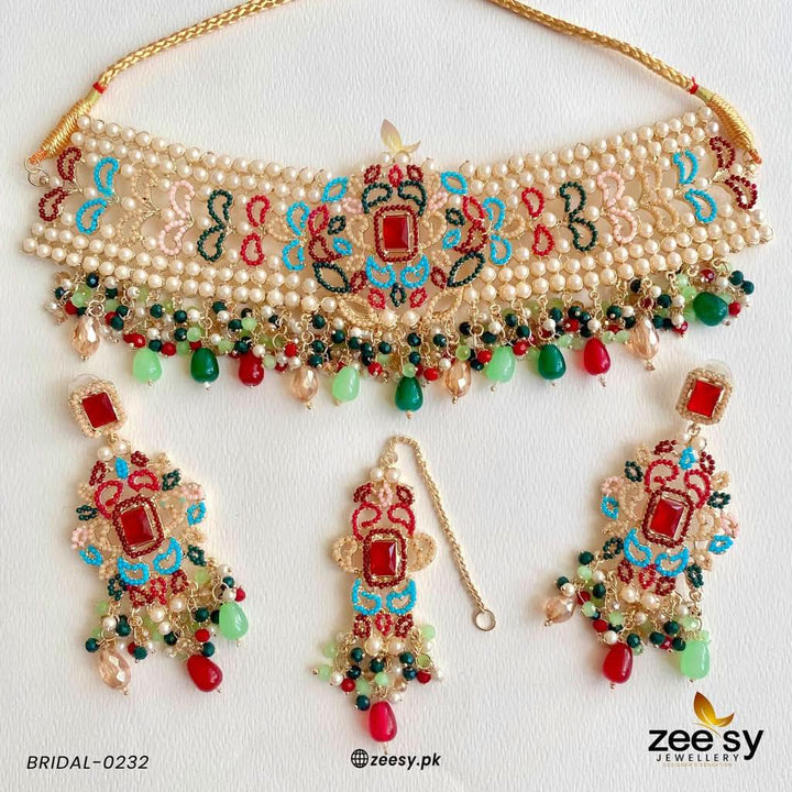 BRIDAL-0232 Multi Bridal Set - Zeesy Jewellery Pakistan | Premium Artificial & Imitation Jewellery