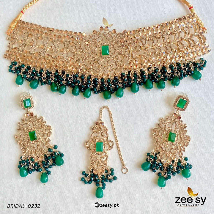 BRIDAL-0232 Green Bridal Set - Zeesy Jewellery Pakistan | Premium Artificial & Imitation Jewellery