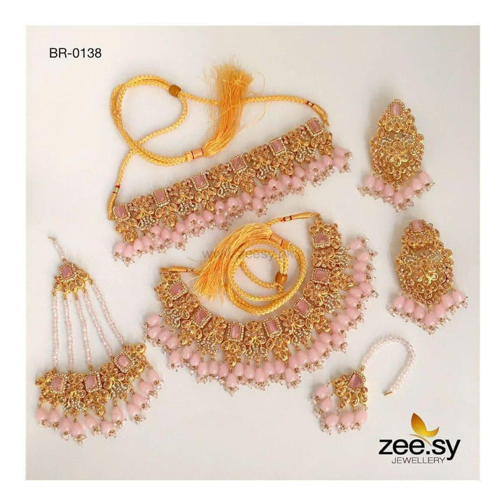 Iris Bridal-0138 Full Pink Bridal Set - Zeesy Jewellery Pakistan | Premium Artificial & Imitation Jewellery