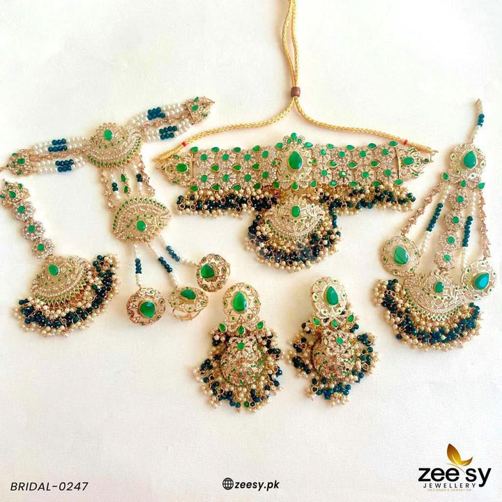 BRIDAL-0247 Emerald Green Bridal Set - Zeesy Jewellery Pakistan | Premium Artificial & Imitation Jewellery