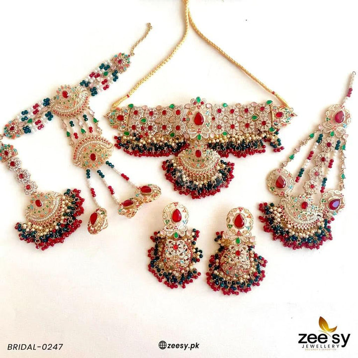BRIDAL-0247 Multi Bridal Set - Zeesy Jewellery Pakistan | Premium Artificial & Imitation Jewellery