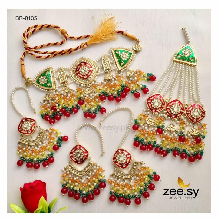 BRIDAL-0239 Light Green-Rubi Bridal Set - Zeesy Jewellery Pakistan | Premium Artificial & Imitation Jewellery