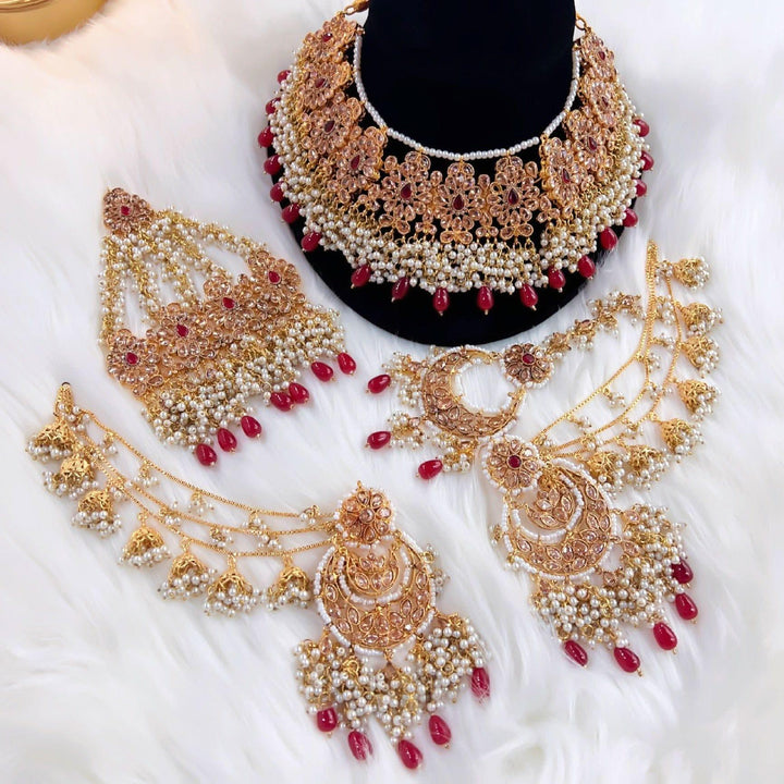 BRIDAL-0234 Red Bridal Set - Zeesy Jewellery Pakistan | Premium Artificial & Imitation Jewellery