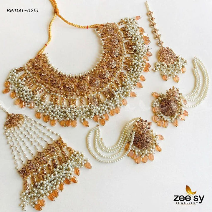 BRIDAL-0251 Champagne Bridal Set - Zeesy Jewellery Pakistan | Premium Artificial & Imitation Jewellery