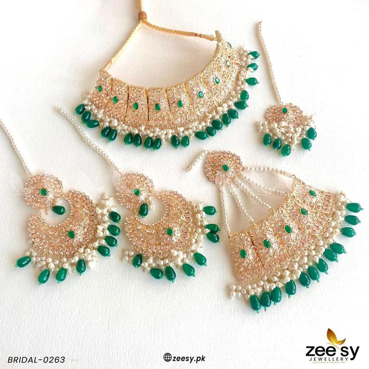 BRIDAL-0263 Green Bridal Set - Zeesy Jewellery Pakistan | Premium Artificial & Imitation Jewellery