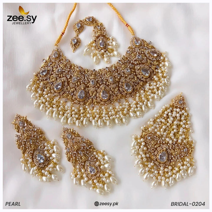 BRIDAL-0204 Pearl Bridal Set - Zeesy Jewellery Pakistan | Premium Artificial & Imitation Jewellery