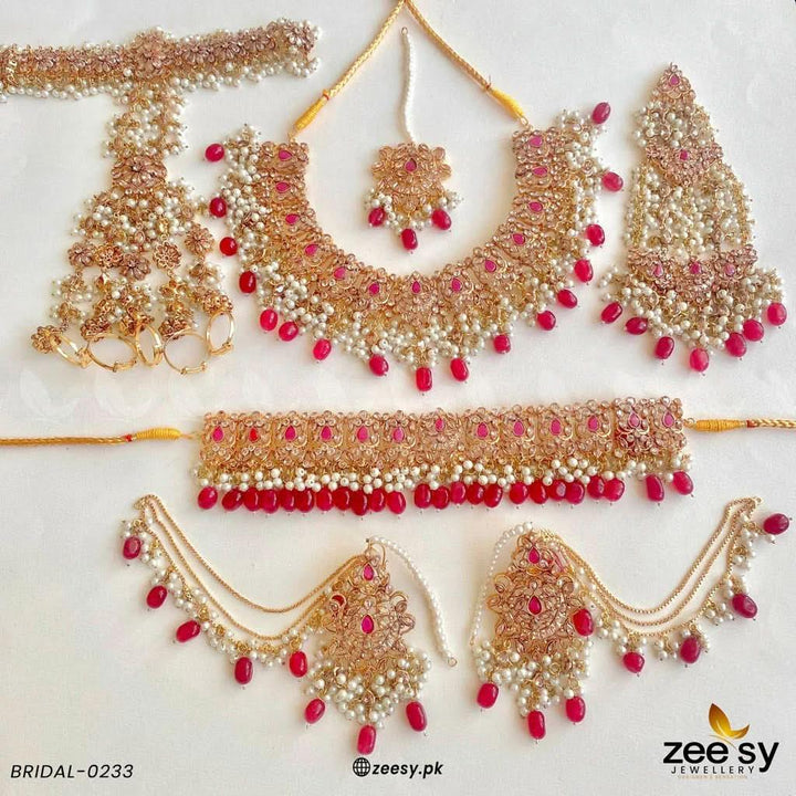 BRIDAL-0233 Red Bridal Set - Zeesy Jewellery Pakistan | Premium Artificial & Imitation Jewellery