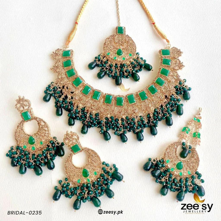 BRIDAL-0235 Green Bridal Set - Zeesy Jewellery Pakistan | Premium Artificial & Imitation Jewellery