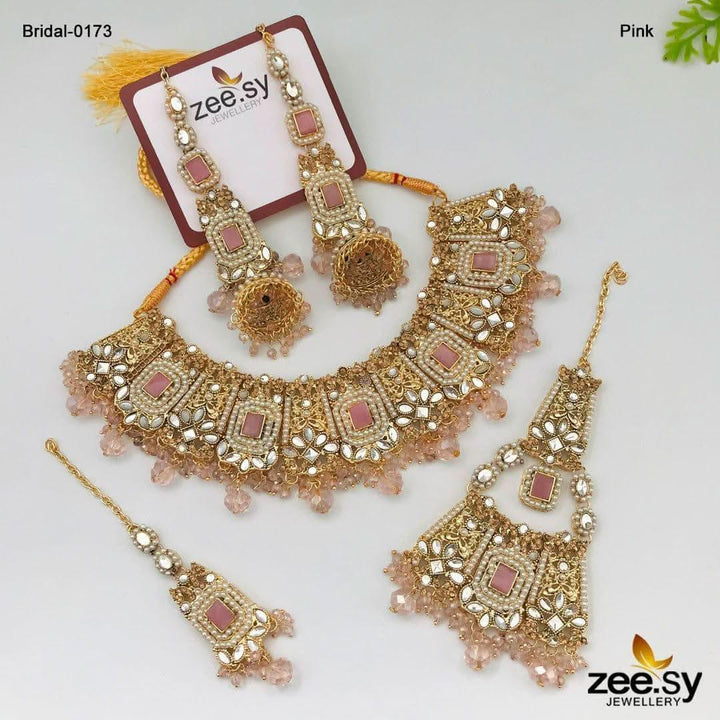 Bridal-0173 Pink Bridal Set - Zeesy Jewellery Pakistan | Premium Artificial & Imitation Jewellery