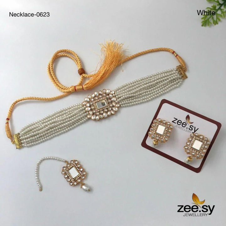 NECKLACE-0623 White choker - Zeesy Jewellery Pakistan | Premium Artificial & Imitation Jewellery